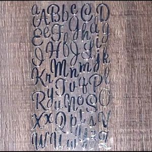💞 New Silver Cursive Alphabet Scrapbook Stickers
